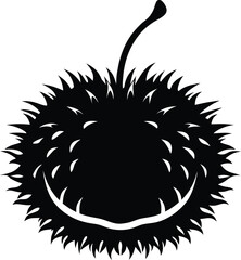 Hairy rambutan silhouette tropical fruit illustration