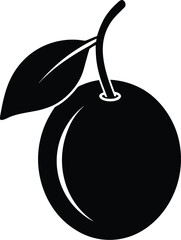 Black sapodilla fruit silhouette with stem