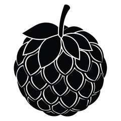 Black silhouette of a textured sugar apple fruit