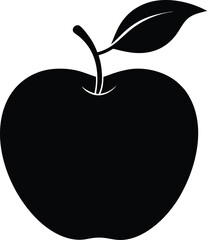 Black silhouette of a velvet apple with stem