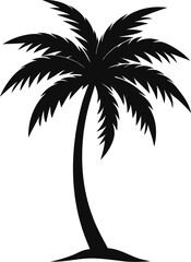 Single bent palm tree with sharp edged leaves