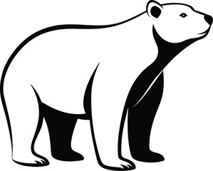 Polar bear silhouette facing forward in cmyk