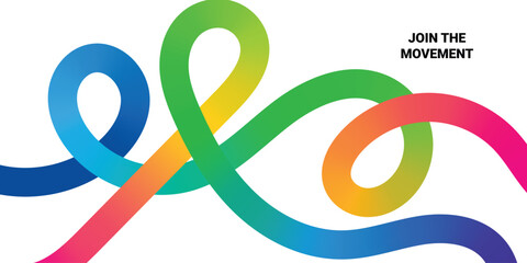 Abstract Gradient Color Background with Waves. Vector Pattern with Rainbow Ribbons. 3D Graphic Design