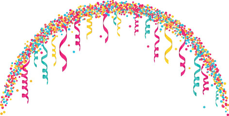 Fototapeta premium Colorful confetti and streamers forming a festive archway