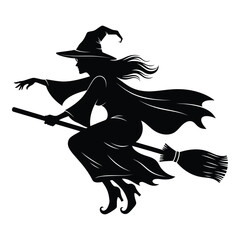 Flying witch silhouette