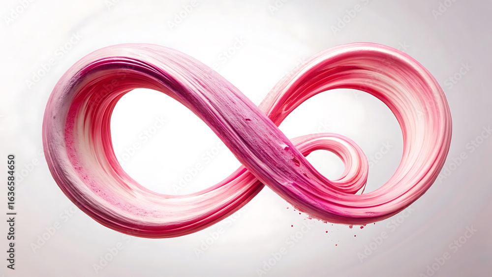 Poster swirly pink paintbrush stroke creating a heart loop