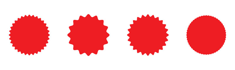 Set of red price sticker, sale or discount sticker, sunburst badges icon.Special offer price tag.Starburst pop art.starburst icon with sparkles. simple shining star symbol.