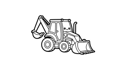 Naklejka premium Stylized Backhoe Loader Illustration Construction Equipment Graphic