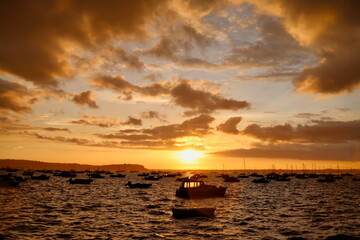 sea sunset through a boat