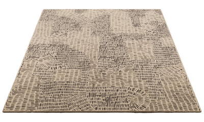Modern brown rectangular rug with long pile. 3d render