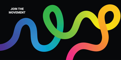 Abstract Color Line Background. Vector Posters with 3D Colorful Lines Graphics. Modern Dynamic Patterns.