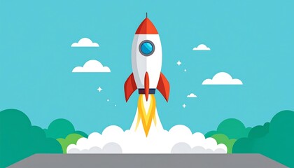 Rocket launching into sky