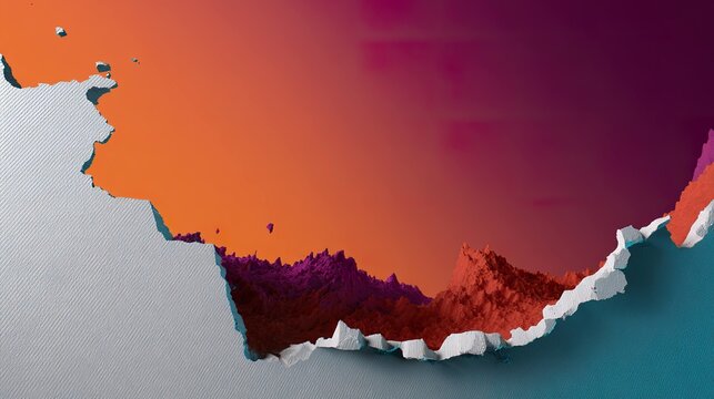 Abstract torn paper landscape design