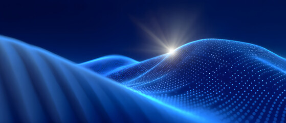 Abstract technological blue waves in three dimensional space background