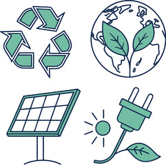Ecology icons set with green nature symbols and eco design elements
