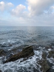 Picturesque view of mountains by the sea in Italy.
