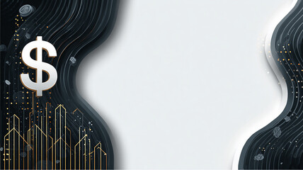 Financial Currency Concept with Dollar Sign, Modern Abstract Waves made with generative AI
