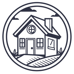 House icon vector illustration with roof window door building design symbol property real estate concept