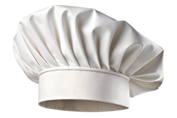 Classic white chef hat with pleated crown and band