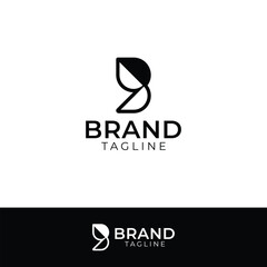 Obraz premium Minimal Letter B Nature Leaf Logo with two backgrounds.