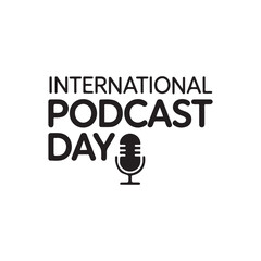 podcast day typography silhouette vector