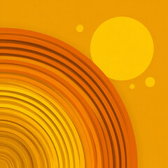 : illustration of Sunrise over hills with radiant rays, retro style made with generative AI