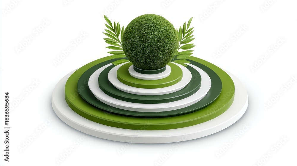 Poster isometric display of finance architecture showcasing green innovation digital environment 3d visuali