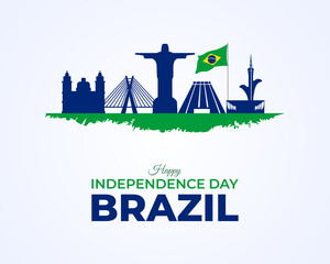 Happy Independence Day Brazil. 7 September. Holiday concept. Template for background with banner, poster and card. Flat illustration. Jpeg format.