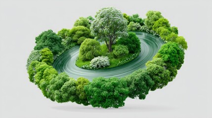 Green energy hubs isometric map nature illustration eco-friendly concept aerial view sustainable development