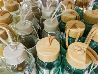 Discover our collection of stylish and ecofriendly glass water bottles, complete with chic bamboo...