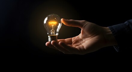 Close-up of a hand holding a glowing clear glass light bulb