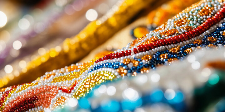 Close-up view of intricate beaded craftsmanship Generative AI