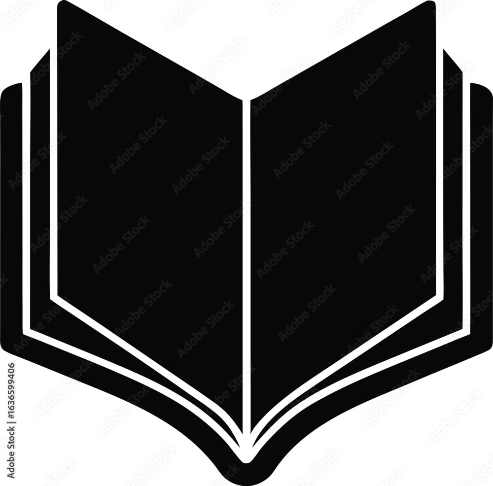 Aufkleber open book icon with pages spine notebook reading