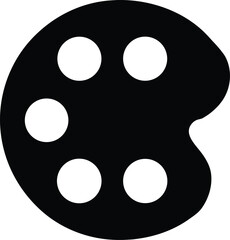 Silhouette a paint palette with five circular wells artist brush