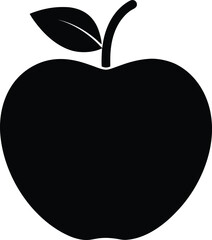 Silhouette an apple with a leaf stem fruit food