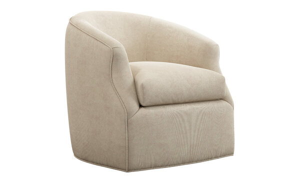 Classic beige corduroy fabric upholstery chair. 3d render.