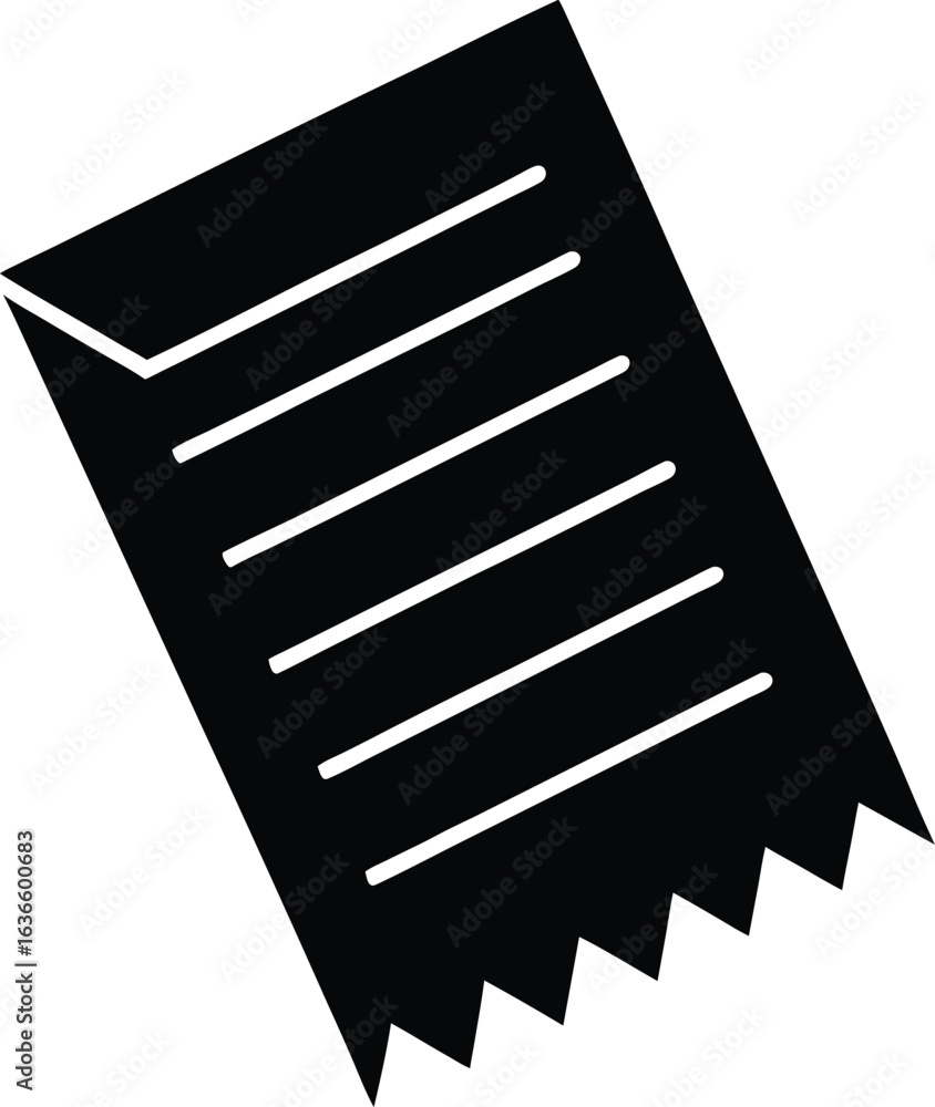 Poster solid icon a receipt with lines paper document