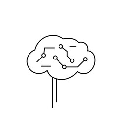 Abstract line drawing of a brain with circuit pathways, symbolizing AI algorithms and machine learning concepts.