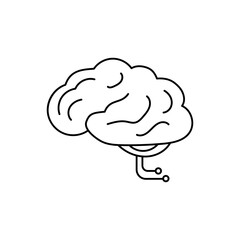 Simple vector outline of a human brain, clean minimal style, representing knowledge and cognitive science.