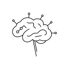 Brain vector with multiple connected nodes, representing neural activity and advanced AI processes.