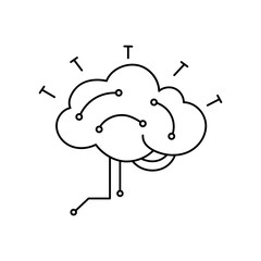 Minimal outline brain icon with abstract rays, symbolizing creativity, intelligence, and digital networks.