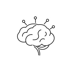 Minimalist brain icon with connected points, outline style, symbolizing neural networks and AI links.