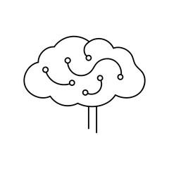 Smooth outline brain vector, abstract neural design, representing AI data processing and innovation.