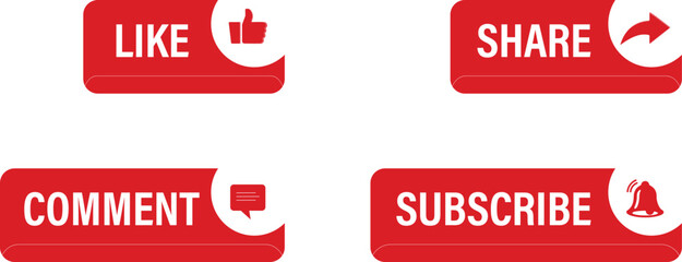 Unique set design of like comment subscribe share icons