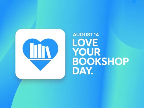 Celebrate love your bookshop day with a heartful graphic featuring books and the date august 27th