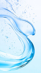 Dynamic blue water splash with tiny bubbles and gentle waves