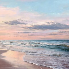 Pastel beach sunset landscape