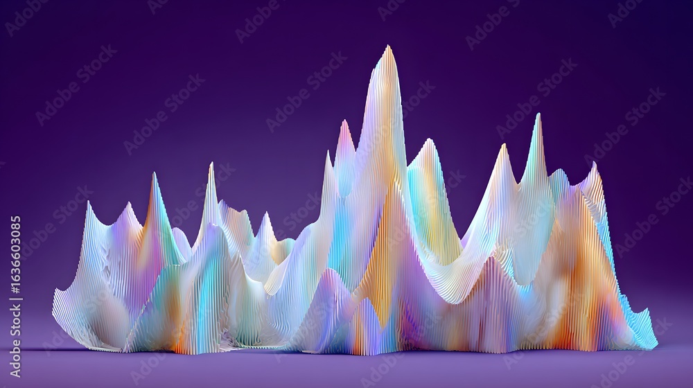 Poster abstract three-dimensional data visualization in pastel colors.