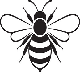 Fototapeta premium Detailed Silhouette of a Honeybee with Striped Abdomen and Delicate Wings Outstretched Depicting Nature and Essential Pollination