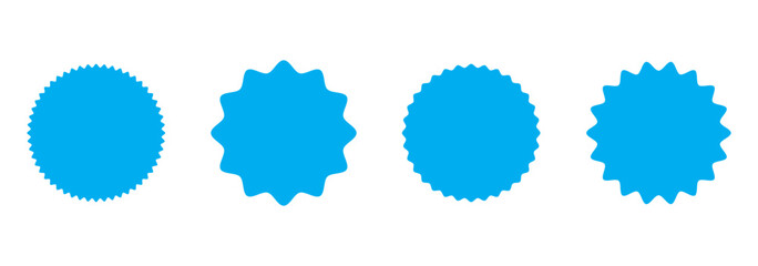 A set of burst tag icons. A collection of starburst stickers. Isolated promotional labels